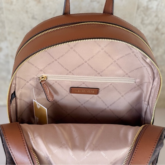 Michael Kors Jaycee Large Zip Pocket Backpack MK Brown - Picture 9 of 13